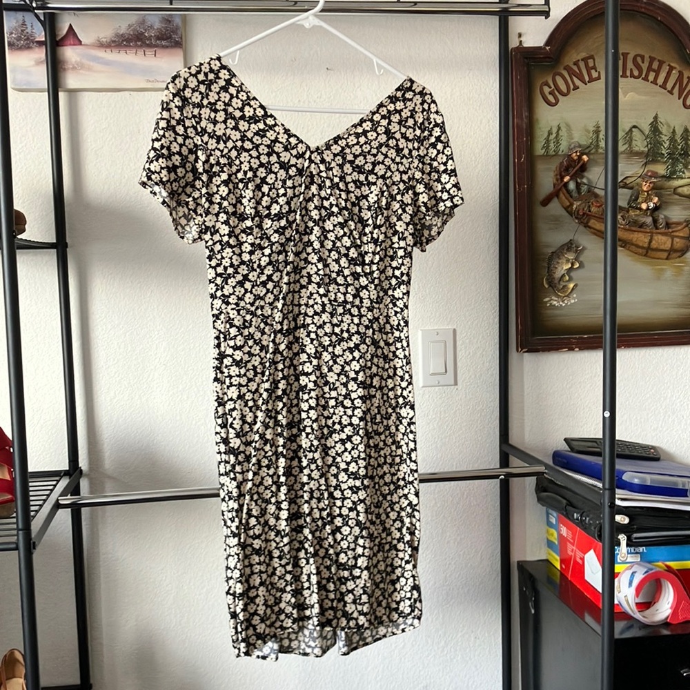Black and cream floral summer dress